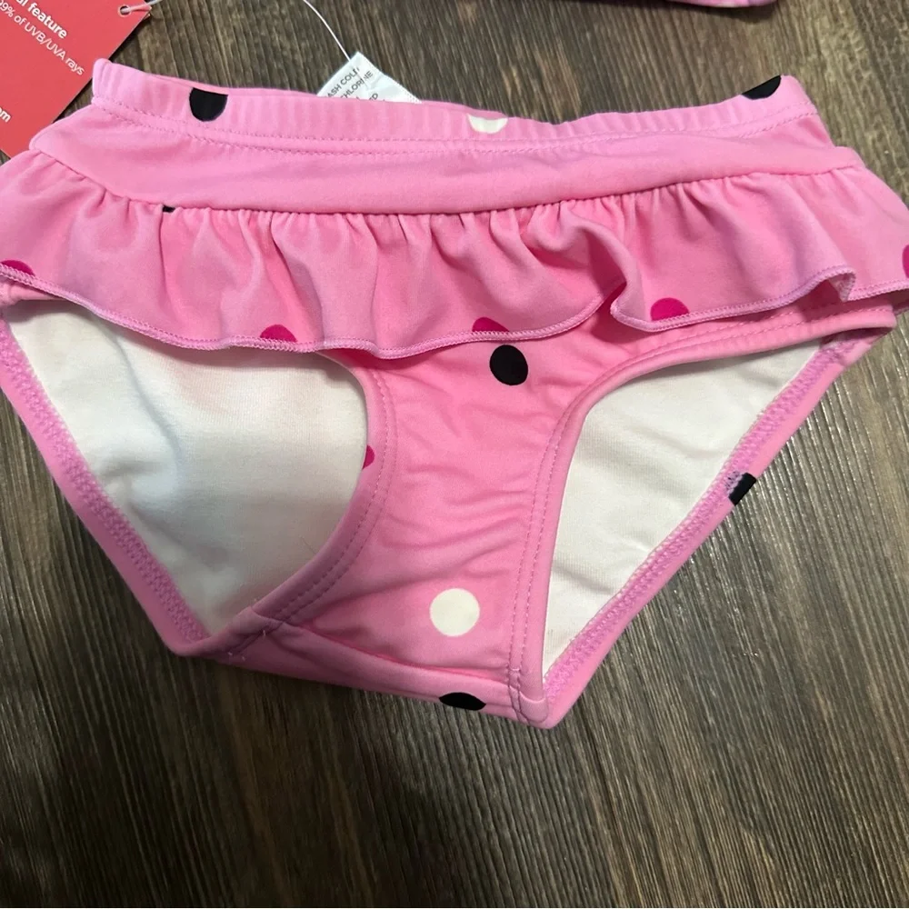 GYMBOREE 2- piece Bikini baby girl 6-12 Mo polka dot swimsuit UPF 50+ NEW pink